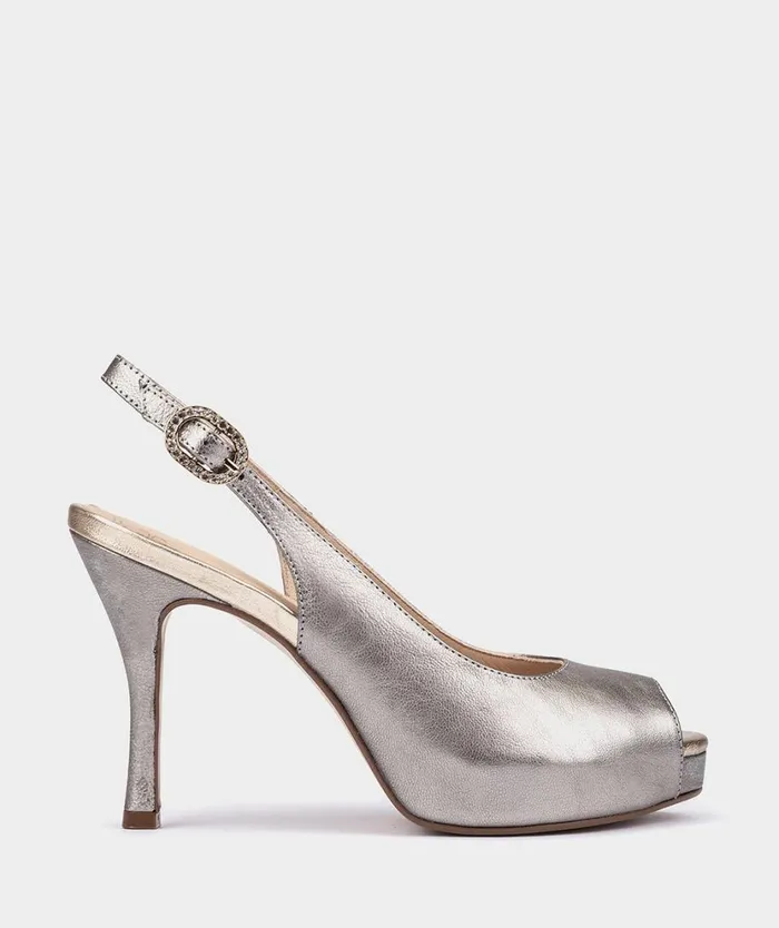 Pedro Miralles Heeled Sandals MNACO Metalizado Acero 8211 Woman
