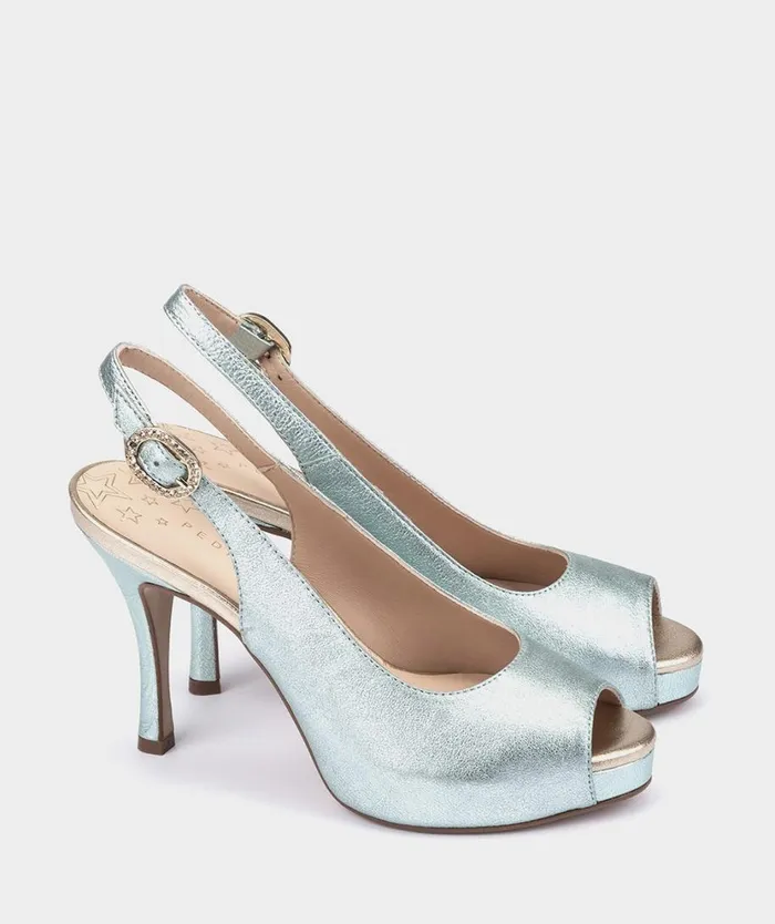 Pedro Miralles Heeled Sandals MNACO Metalizado Aqua 8211 Woman Pedro Miralles Heeled Sandals MNACO Metalizado Aqua 8211 Woman