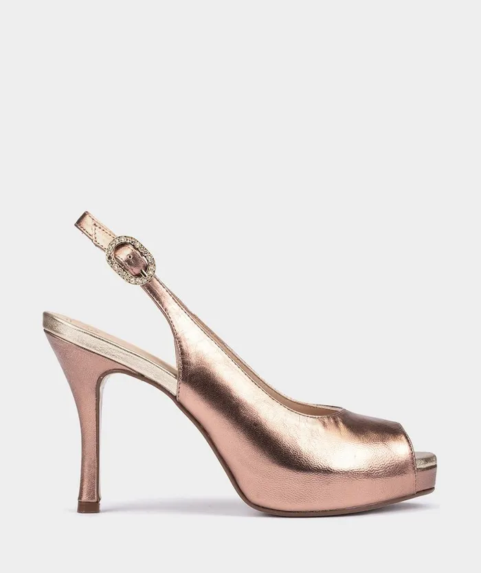 Pedro Miralles Heeled Sandals MNACO Metalizado Oro Rosa 8211 Woman