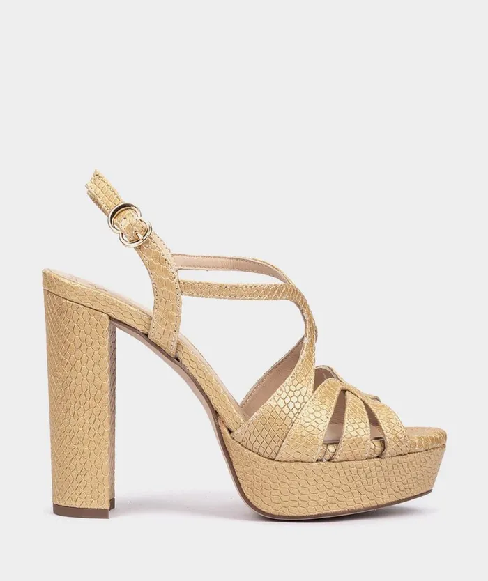Pedro Miralles Heeled Sandals MALAWI Caiman Oro 8211 Woman