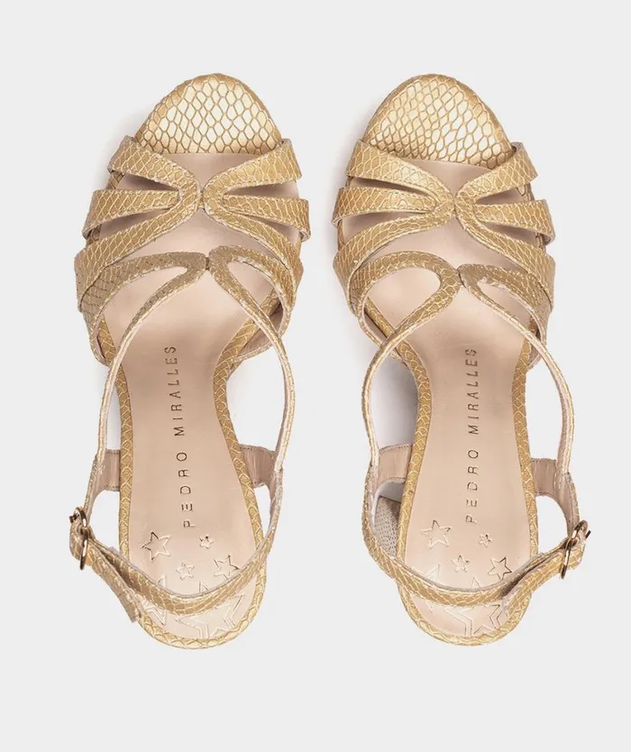 Pedro Miralles Heeled Sandals MALAWI Caiman Oro 8211 Woman Pedro Miralles Heeled Sandals MALAWI Caiman Oro 8211 Woman