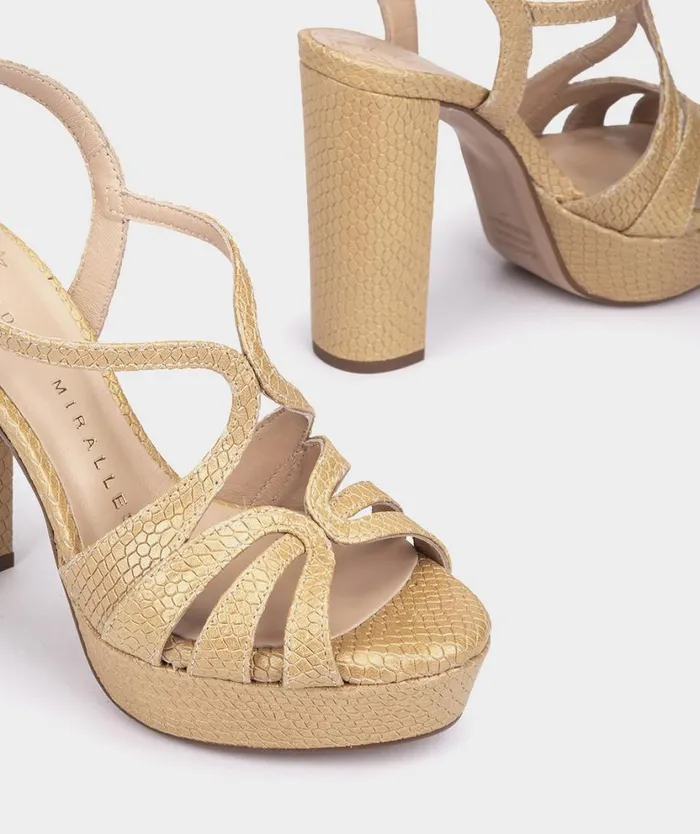 Pedro Miralles Heeled Sandals MALAWI Caiman Oro 8211 Woman Pedro Miralles Heeled Sandals MALAWI Caiman Oro 8211 Woman