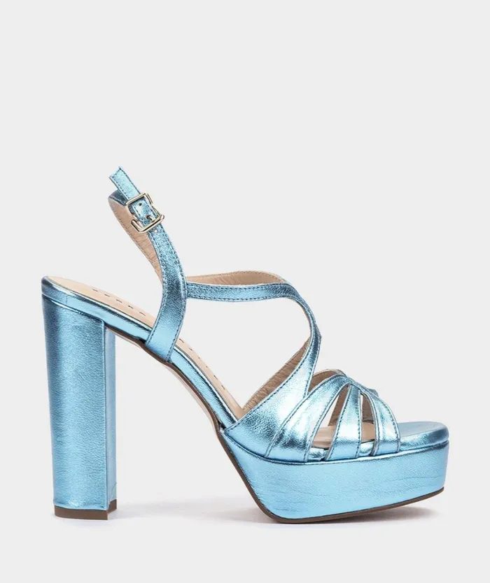 Pedro Miralles Heeled Sandals MALAWI Napa Metal Blue 8211 Woman