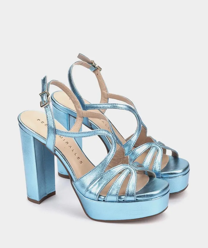 Pedro Miralles Heeled Sandals MALAWI Napa Metal Blue 8211 Woman Pedro Miralles Heeled Sandals MALAWI Napa Metal Blue 8211 Woman
