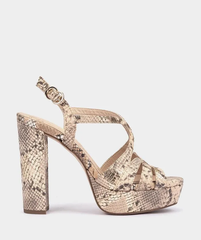 Pedro Miralles Heeled Sandals MALAWI Pyton CueroOro 8211 Woman