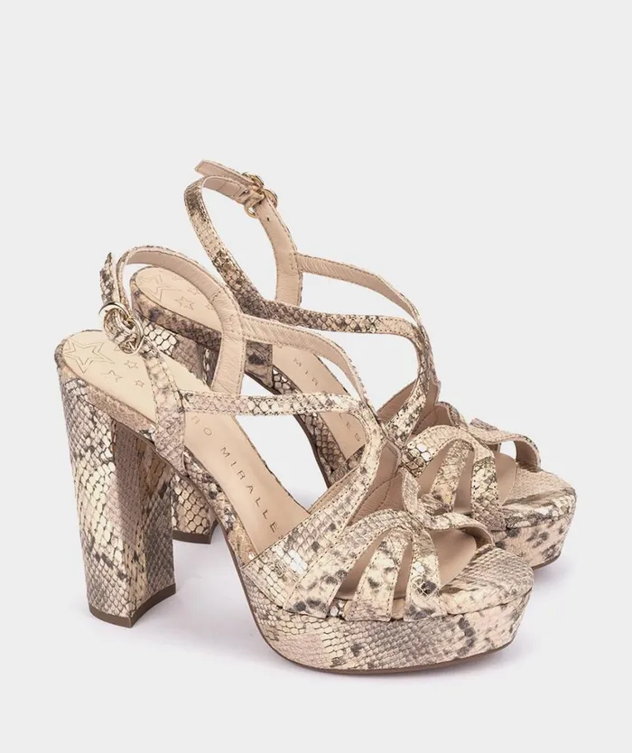 Pedro Miralles Heeled Sandals MALAWI Pyton CueroOro 8211 Woman Pedro Miralles Heeled Sandals MALAWI Pyton CueroOro 8211 Woman