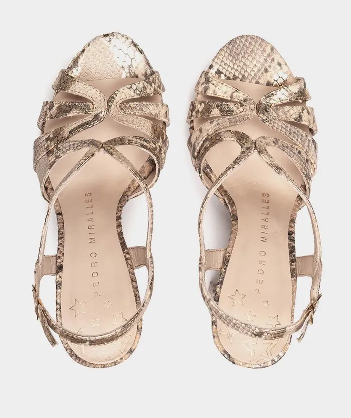Pedro Miralles Heeled Sandals MALAWI Pyton CueroOro 8211 Woman Pedro Miralles Heeled Sandals MALAWI Pyton CueroOro 8211 Woman