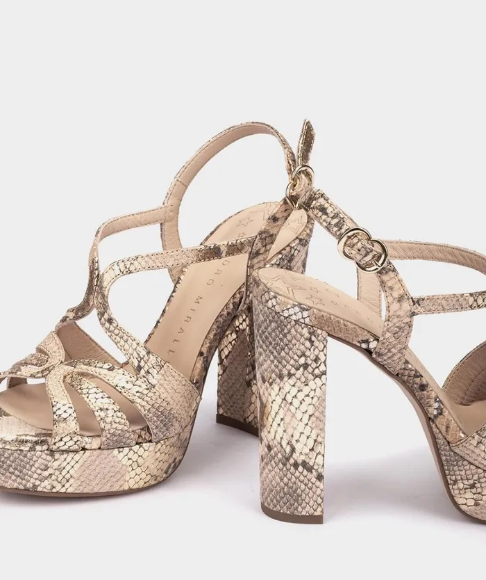 Pedro Miralles Heeled Sandals MALAWI Pyton CueroOro 8211 Woman Pedro Miralles Heeled Sandals MALAWI Pyton CueroOro 8211 Woman