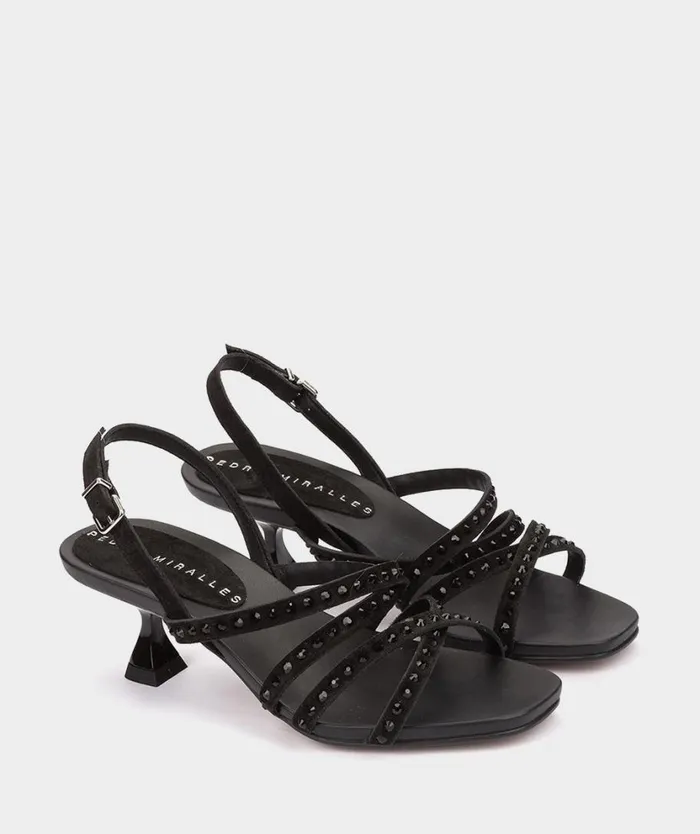 Pedro Miralles Heeled Sandals MASPALOMAS Velour Negro 8211 Woman Pedro Miralles Heeled Sandals MASPALOMAS Velour Negro 8211 Woman