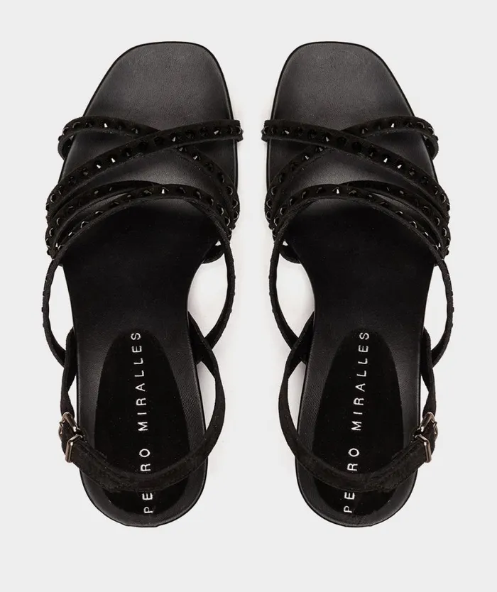 Pedro Miralles Heeled Sandals MASPALOMAS Velour Negro 8211 Woman Pedro Miralles Heeled Sandals MASPALOMAS Velour Negro 8211 Woman