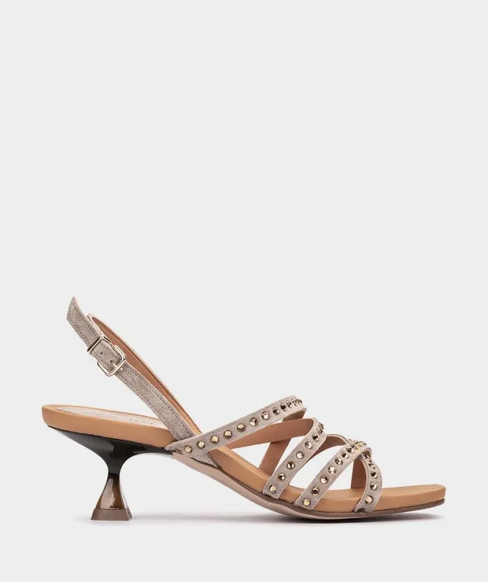 Pedro Miralles Heeled Sandals MASPALOMAS Velour Pebble 8211 Woman