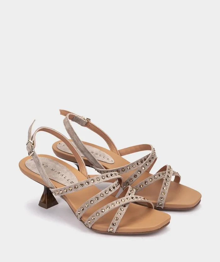 Pedro Miralles Heeled Sandals MASPALOMAS Velour Pebble 8211 Woman Pedro Miralles Heeled Sandals MASPALOMAS Velour Pebble 8211 Woman