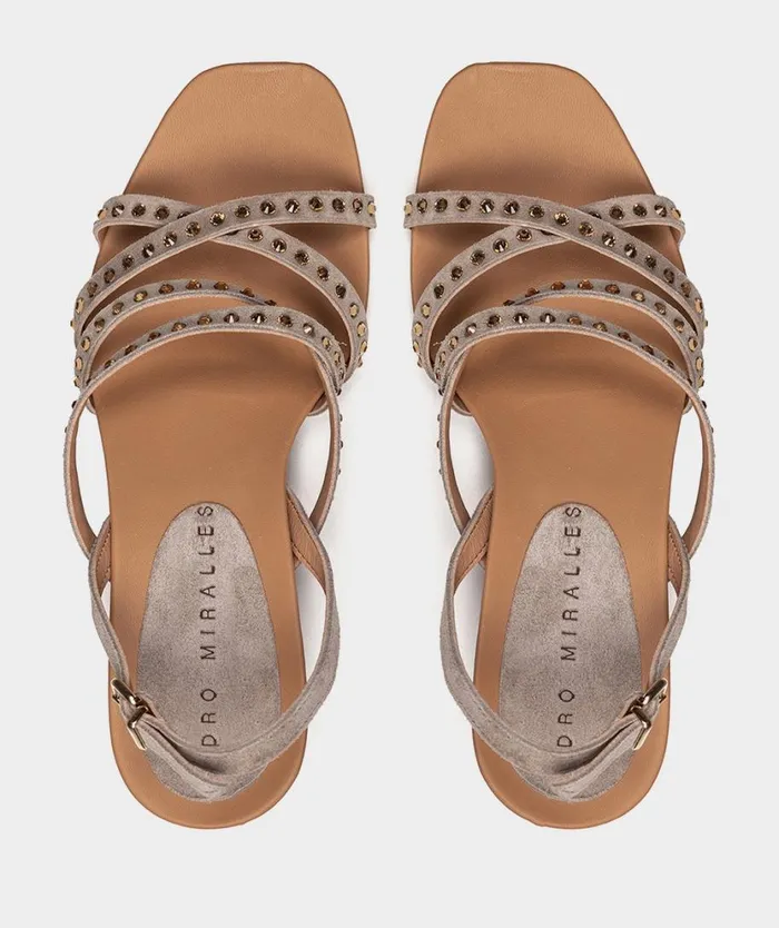Pedro Miralles Heeled Sandals MASPALOMAS Velour Pebble 8211 Woman Pedro Miralles Heeled Sandals MASPALOMAS Velour Pebble 8211 Woman