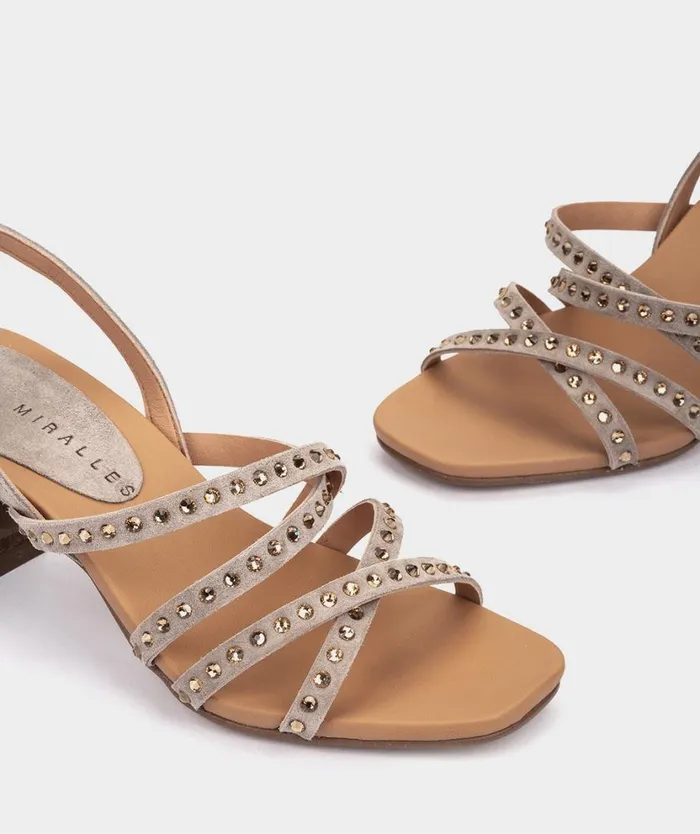 Pedro Miralles Heeled Sandals MASPALOMAS Velour Pebble 8211 Woman Pedro Miralles Heeled Sandals MASPALOMAS Velour Pebble 8211 Woman