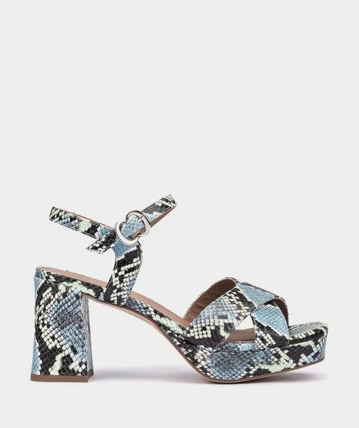 Pedro Miralles Heeled Sandals MENDOZA Pyton Azul 8211 Woman