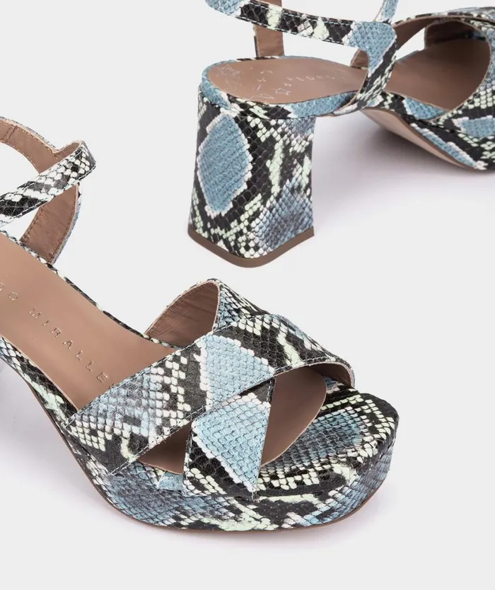 Pedro Miralles Heeled Sandals MENDOZA Pyton Azul 8211 Woman Pedro Miralles Heeled Sandals MENDOZA Pyton Azul 8211 Woman