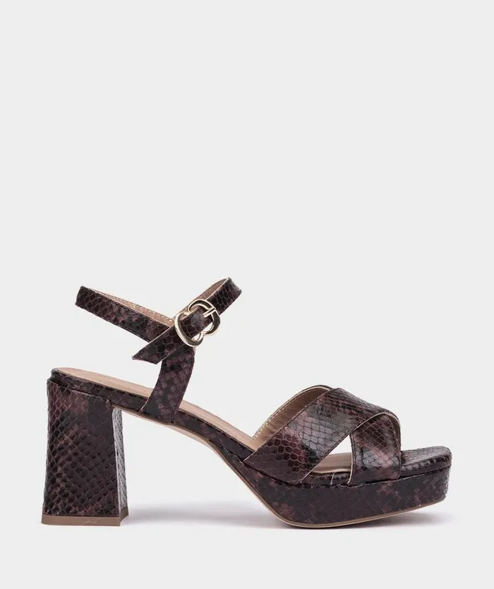 Pedro Miralles Heeled Sandals MENDOZA Pyton Barolo 8211 Woman