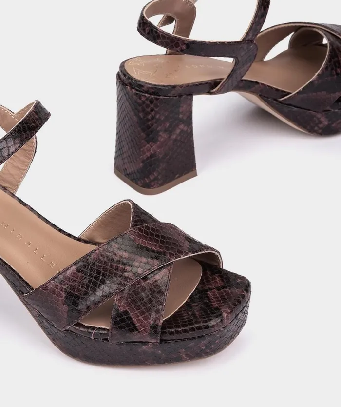 Pedro Miralles Heeled Sandals MENDOZA Pyton Barolo 8211 Woman Pedro Miralles Heeled Sandals MENDOZA Pyton Barolo 8211 Woman