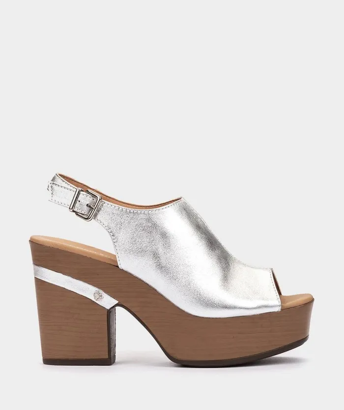 Pedro Miralles Heeled Sandals MILLVILLE Napa Metal Plata 8211 Woman
