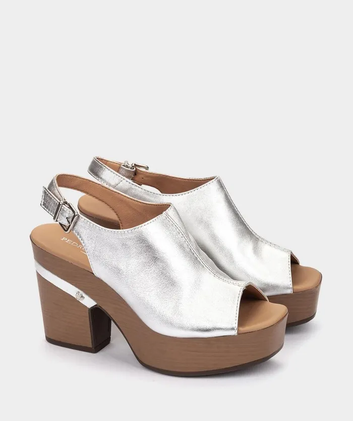 Pedro Miralles Heeled Sandals MILLVILLE Napa Metal Plata 8211 Woman Pedro Miralles Heeled Sandals MILLVILLE Napa Metal Plata 8211 Woman