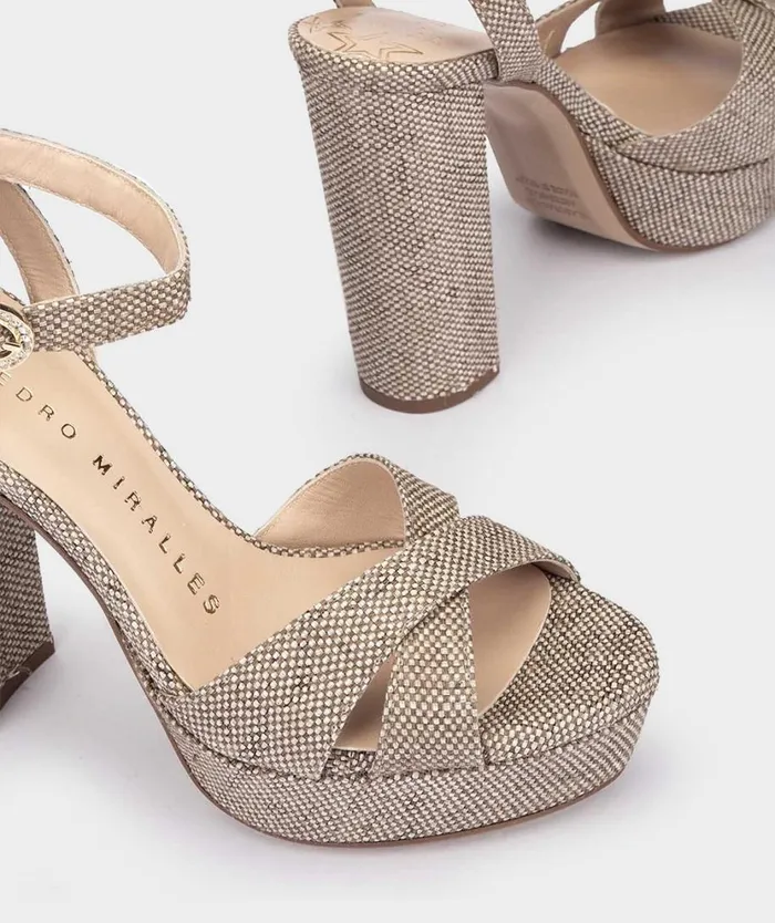 Pedro Miralles Heeled Sandals MONTPELLIER Rafia Vison 8211 Woman Pedro Miralles Heeled Sandals MONTPELLIER Rafia Vison 8211 Woman