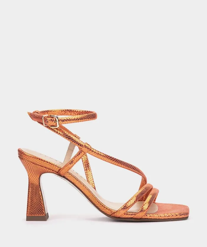 Pedro Miralles Heeled Sandals NATAL Serpiente Metal Orange 8211 Woman