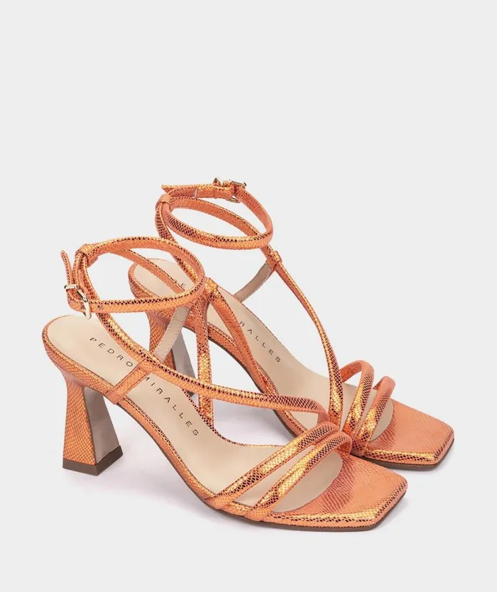 Pedro Miralles Heeled Sandals NATAL Serpiente Metal Orange 8211 Woman Pedro Miralles Heeled Sandals NATAL Serpiente Metal Orange 8211 Woman