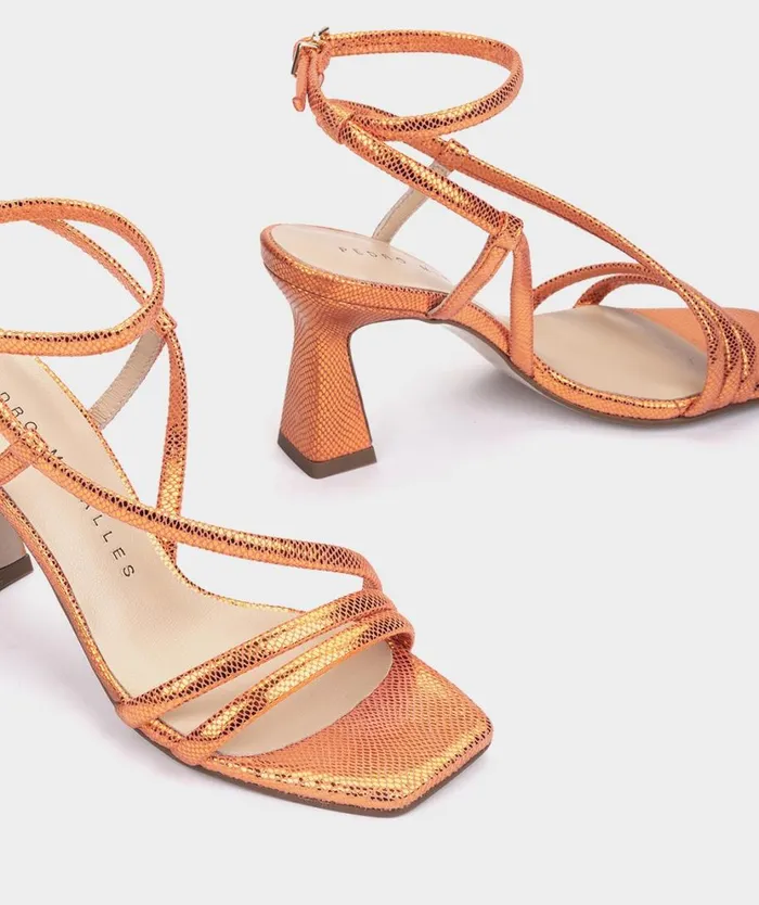 Pedro Miralles Heeled Sandals NATAL Serpiente Metal Orange 8211 Woman Pedro Miralles Heeled Sandals NATAL Serpiente Metal Orange 8211 Woman