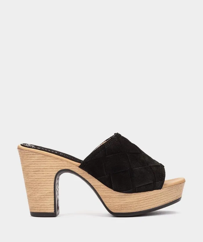 Pedro Miralles Heeled Sandals ONIL Velour Negro 8211 Woman