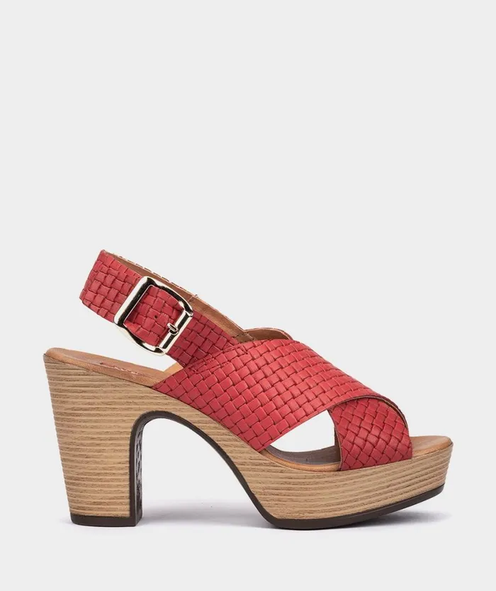 Pedro Miralles Heeled Sandals PIAMONTE Trenza Dama Rojo 8211 Woman