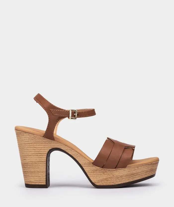 Pedro Miralles Heeled Sandals PISA Vitello Tabaco 8211 Woman