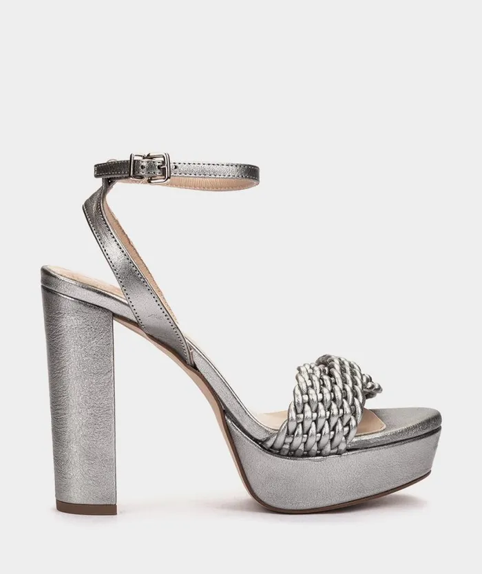 Pedro Miralles Heeled Sandals QUEBEC Napa Metal Acero 8211 Woman