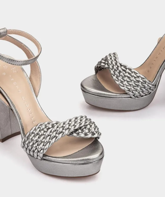 Pedro Miralles Heeled Sandals QUEBEC Napa Metal Acero 8211 Woman Pedro Miralles Heeled Sandals QUEBEC Napa Metal Acero 8211 Woman