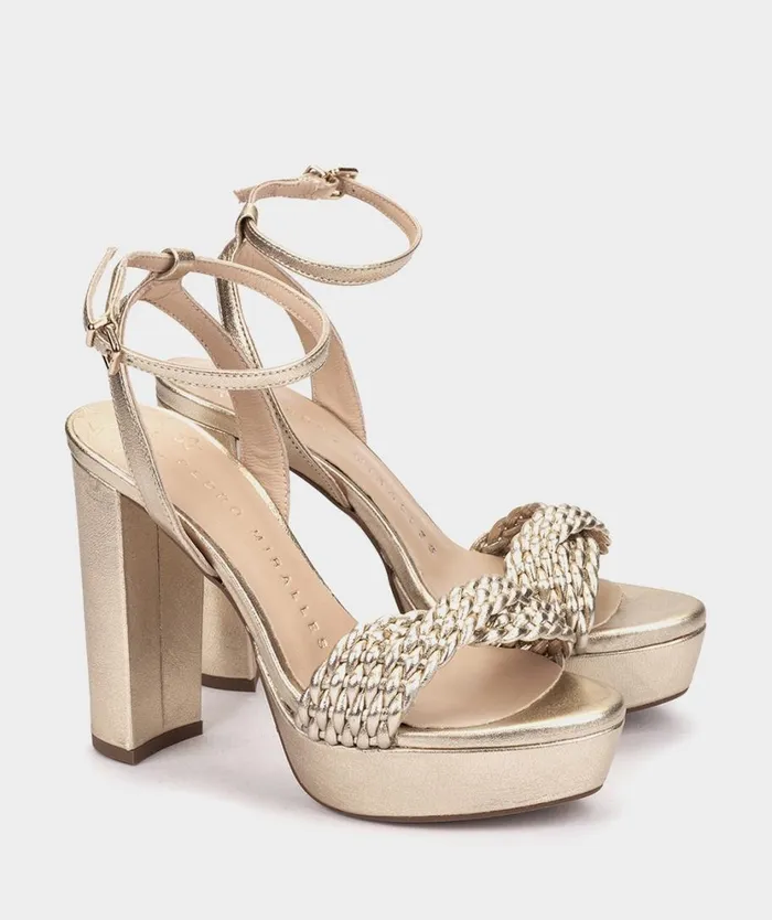 Pedro Miralles Heeled Sandals QUEBEC Napa Metal Platino 8211 Woman Pedro Miralles Heeled Sandals QUEBEC Napa Metal Platino 8211 Woman