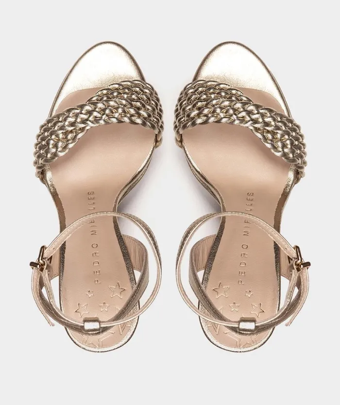 Pedro Miralles Heeled Sandals QUEBEC Napa Metal Platino 8211 Woman Pedro Miralles Heeled Sandals QUEBEC Napa Metal Platino 8211 Woman