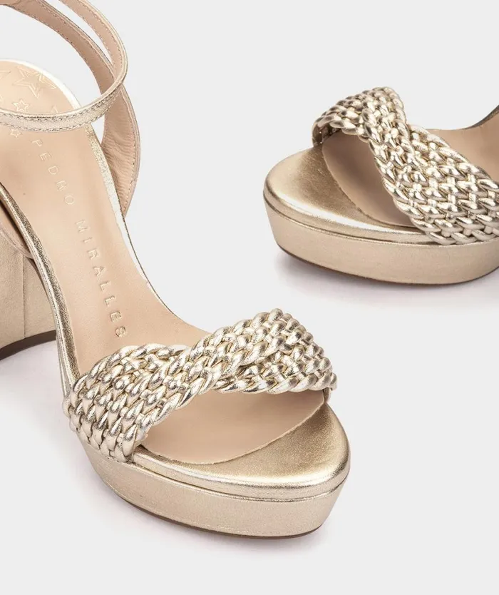 Pedro Miralles Heeled Sandals QUEBEC Napa Metal Platino 8211 Woman Pedro Miralles Heeled Sandals QUEBEC Napa Metal Platino 8211 Woman