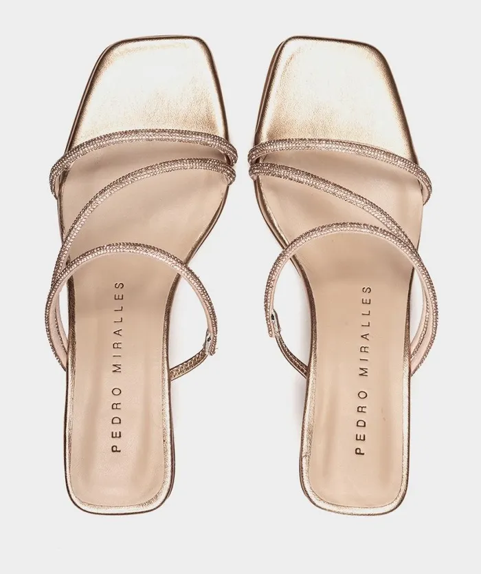 Pedro Miralles Heeled Sandals RIAD Glitter Oro Rosa 8211 Woman Pedro Miralles Heeled Sandals RIAD Glitter Oro Rosa 8211 Woman