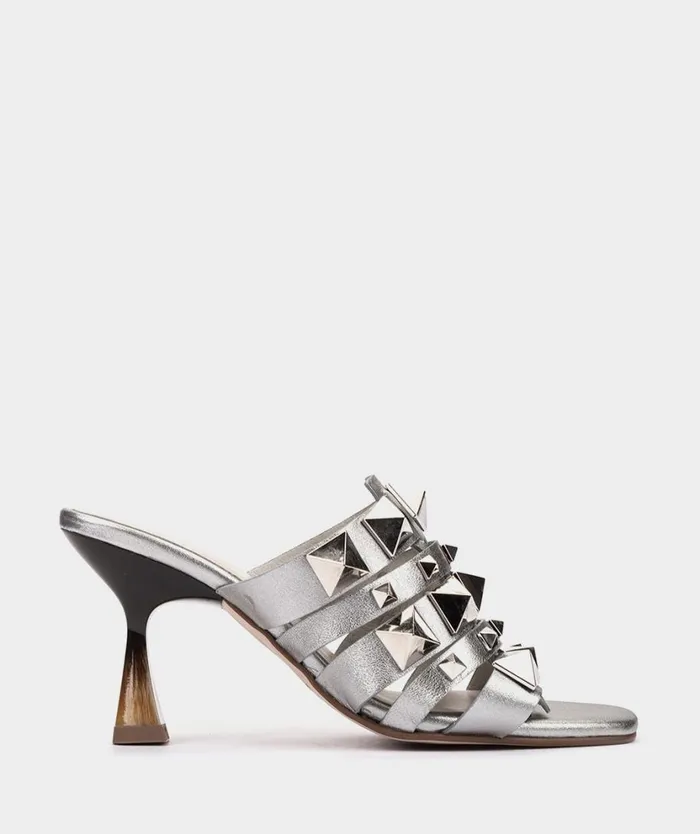Pedro Miralles Heeled Sandals RIENNE Napa Metal Acero 8211 Woman