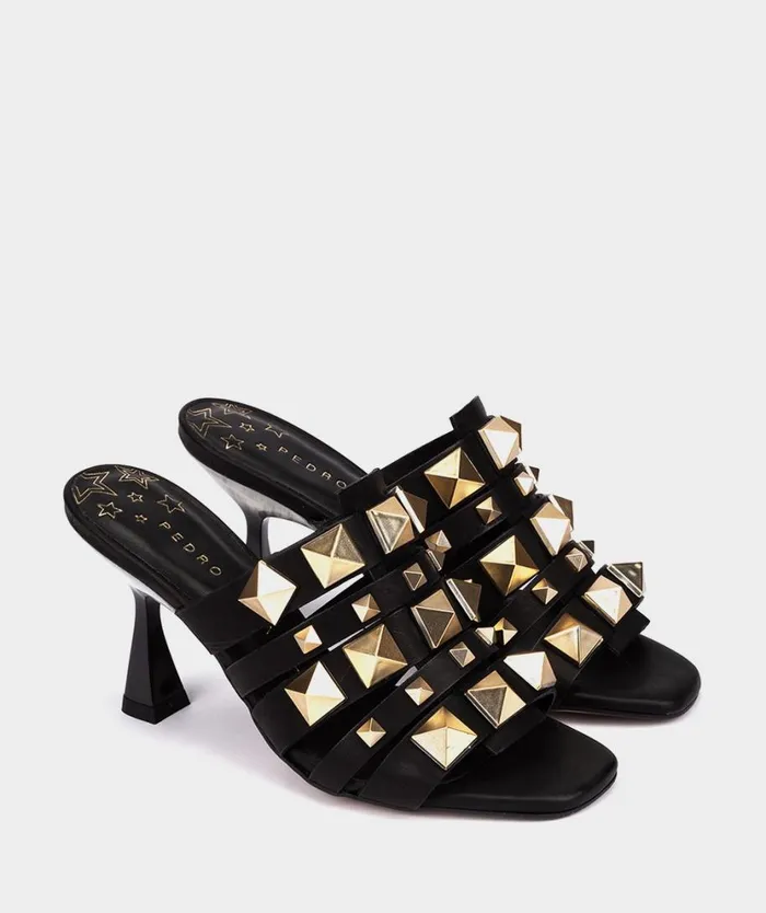 Pedro Miralles Heeled Sandals RIENNE Vitello Negro 8211 Woman