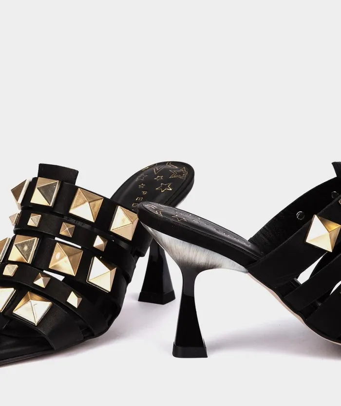 Pedro Miralles Heeled Sandals RIENNE Vitello Negro 8211 Woman