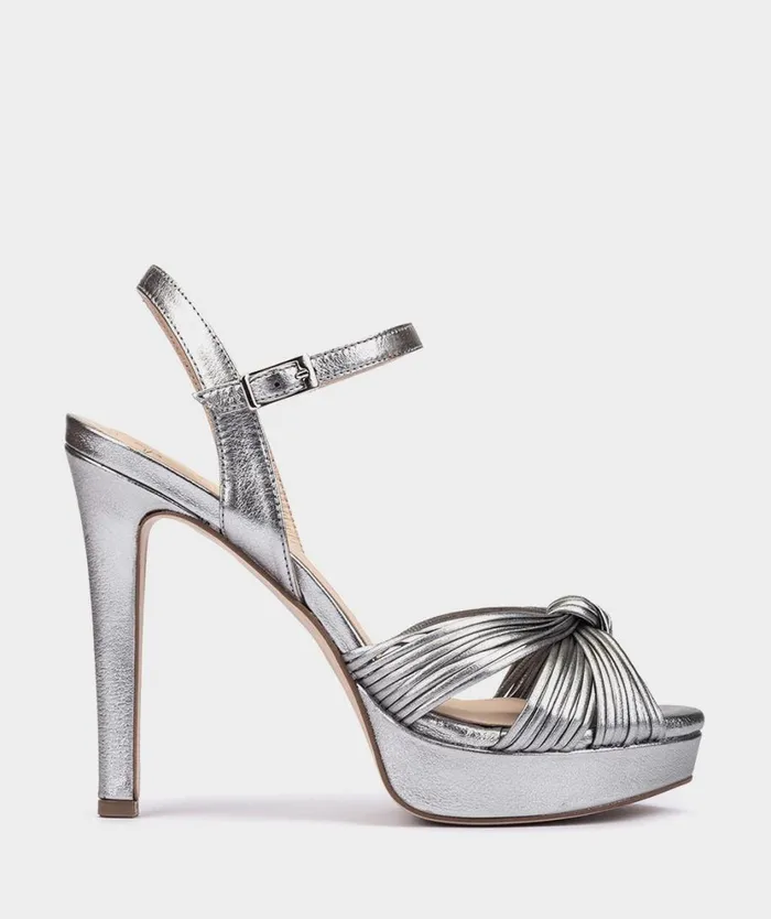 Pedro Miralles Heeled Sandals SAMOA Napa Metal Acero 8211 Woman