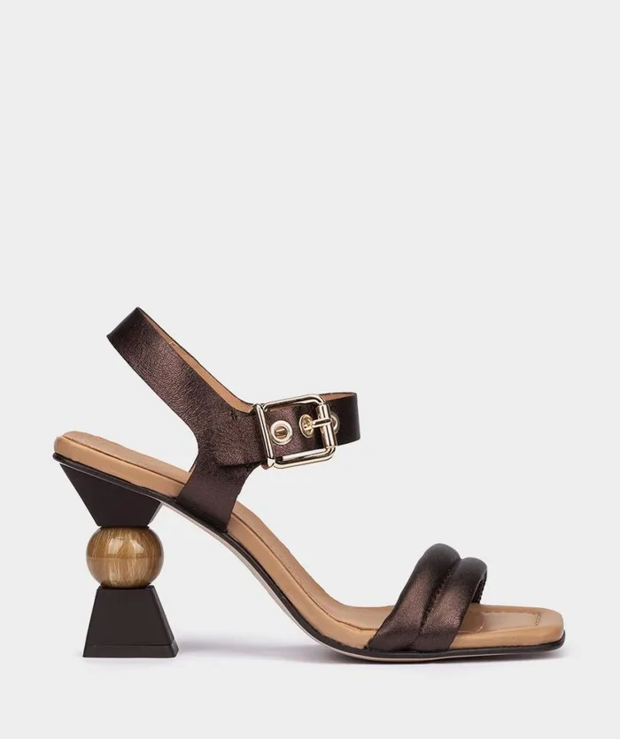 Pedro Miralles Heeled Sandals SEATTLE Napa Metal Marron 8211 Woman