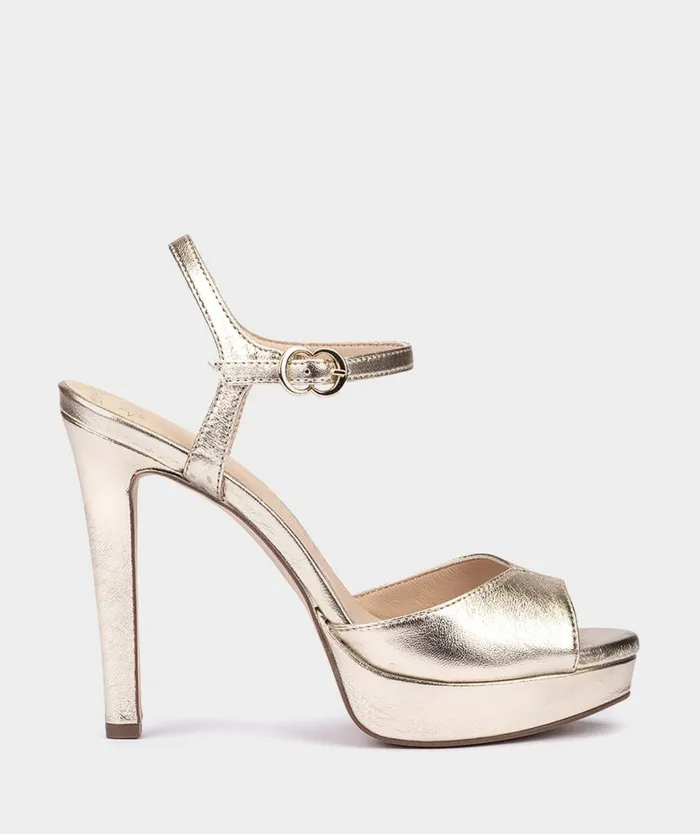 Pedro Miralles Heeled Sandals SIENNA Napa Metal Platino 8211 Woman