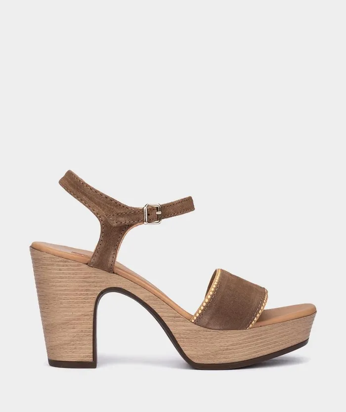 Pedro Miralles Heeled Sandals TREVI Velour Cuoio 8211 Woman