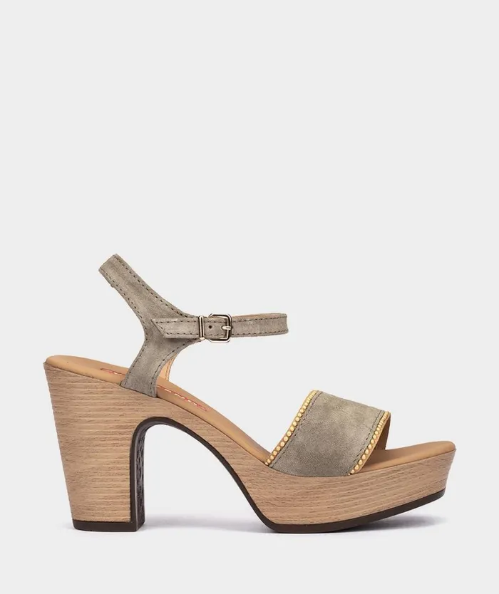 Pedro Miralles Heeled Sandals TREVI Velour Salvia 8211 Woman