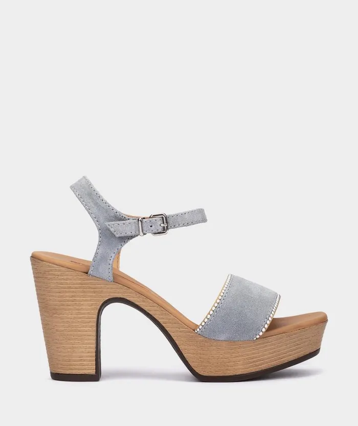 Pedro Miralles Heeled Sandals TREVI Velour Sky 8211 Woman