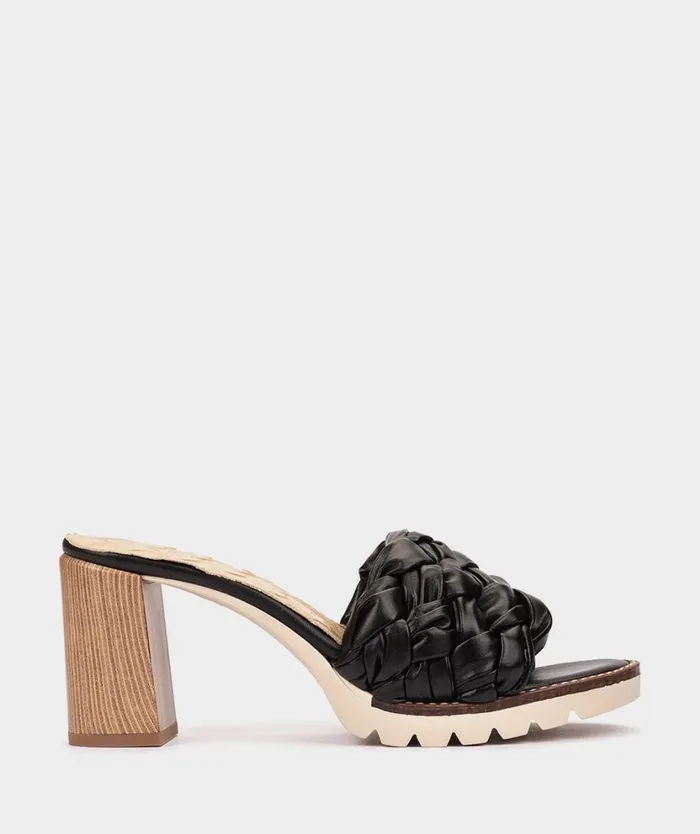 Pedro Miralles Heeled Sandals TURN Trenza Negro 8211 Woman