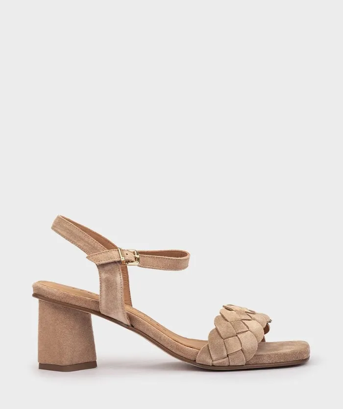 Pedro Miralles Heeled Sandals ZANZIBAR Baby Silk Chameau 8211 Woman