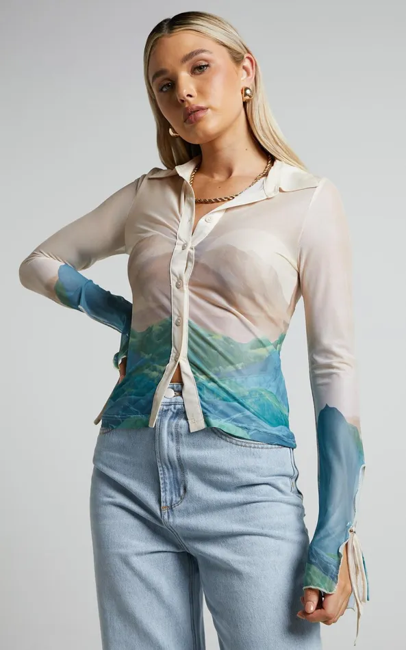 Showpo 4th and Reckless 8211 Elyanna Top In Sheer Print Women Tops