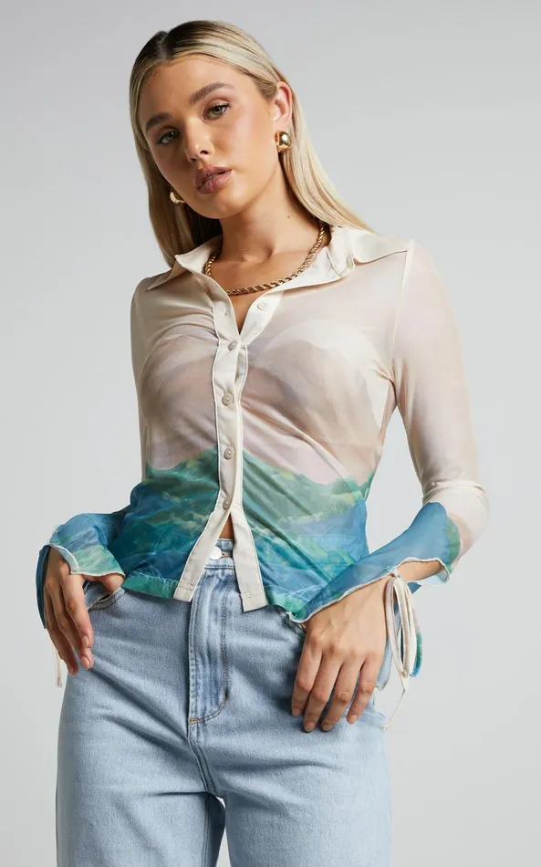Showpo 4th and Reckless 8211 Elyanna Top In Sheer Print Women Tops